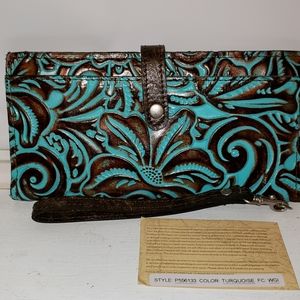 Patricia Nash Turquoise Tooled wallet